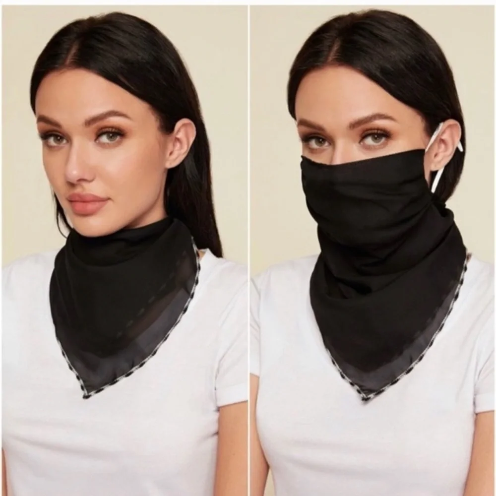 Pretty Flowy Chiffon Face Mask Scarf Combination